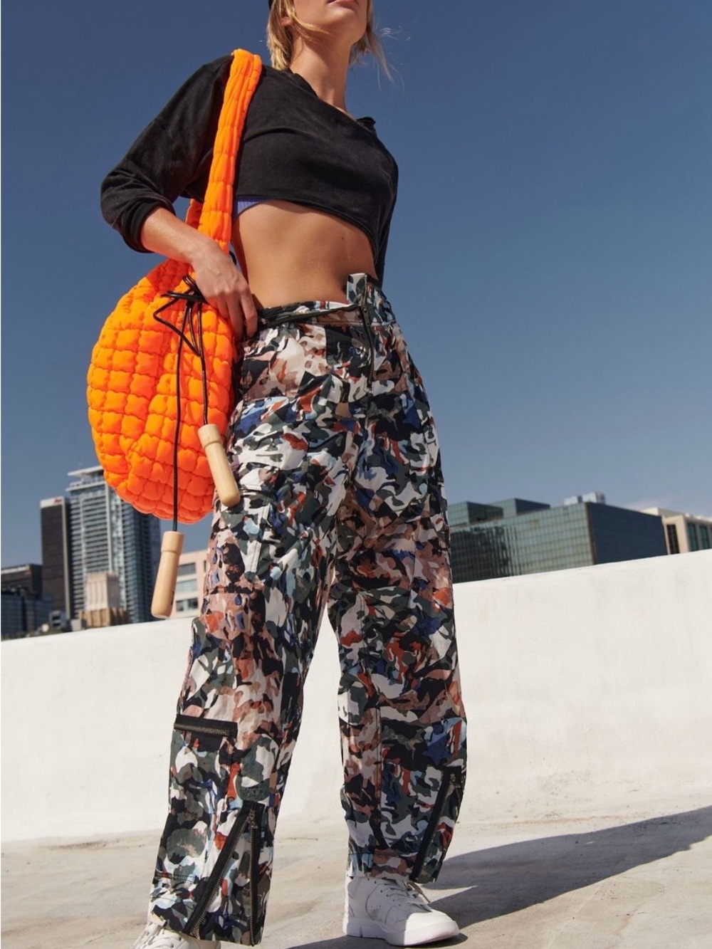 Free People My Boo High-Rise Cargo Pants in Multicolor Camouflage